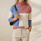 Cashmere Turtleneck Sweater with Color-Block