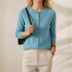 Cashmere Crew Neck Button Cardigan