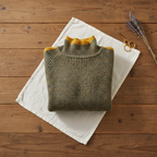 Cotton Ribbed Sweater Gray-Yellow