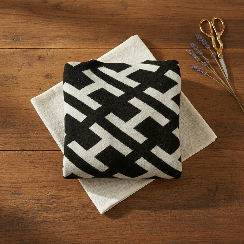 Cashmere Sweater Black-White Abstract