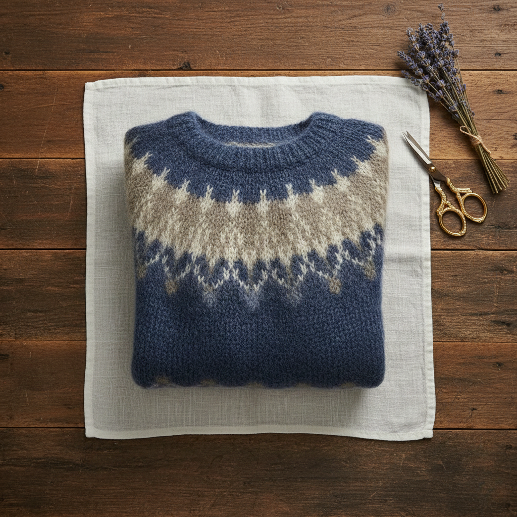Cotton Sweater with Nordic Pattern