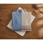 Cashmere Sweater in Block Pattern Blue-Beige