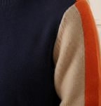Cotton Sweater Dark Blue-Orange-Taupe