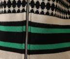 Cashmere Zip Vest Retro Black-White-Green