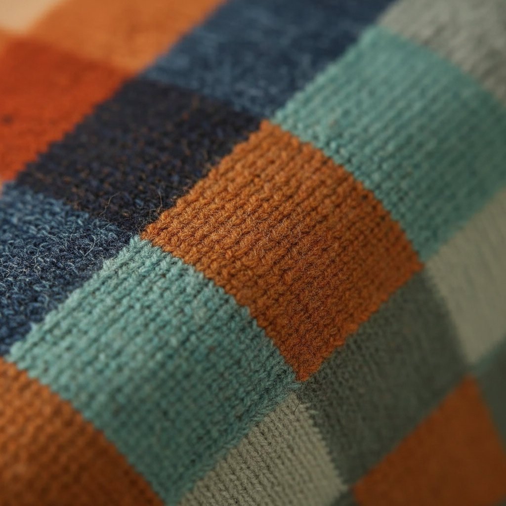 Cotton Checkered Sweater in Autumn Colors