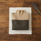 Cashmere Turtleneck Dark Blue with Zigzag Pattern