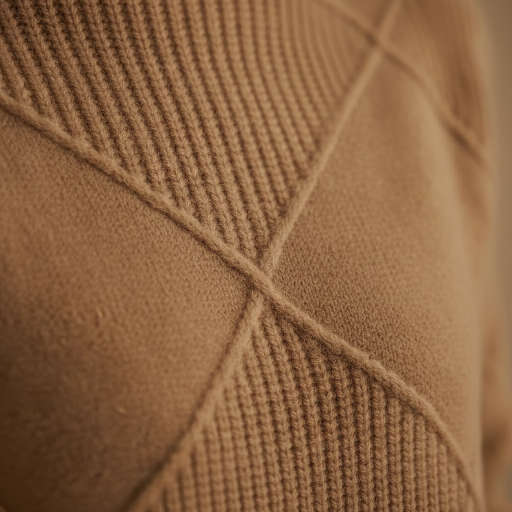 Cotton Sweater with Woven Diamond Structure