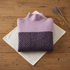 Cotton Turtleneck Dark Blue with Zigzag Pattern