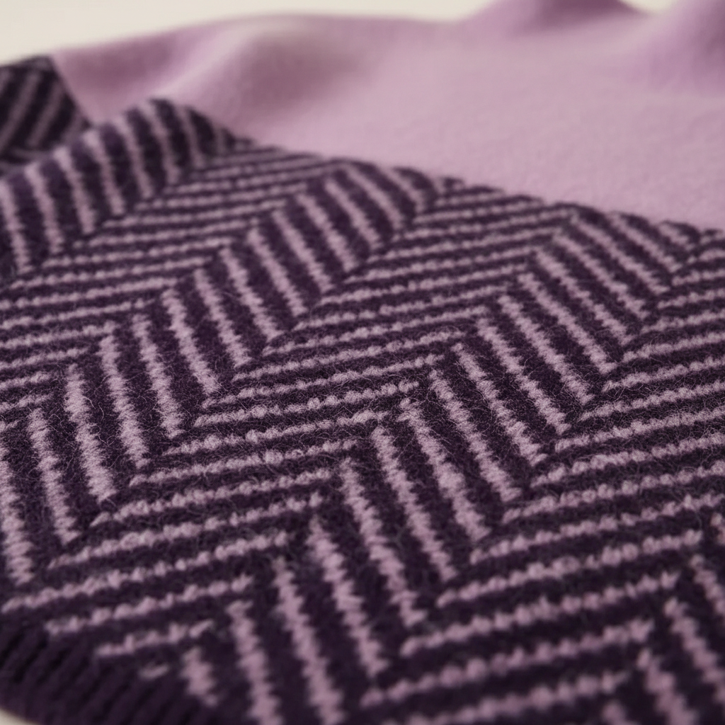 Cashmere Turtleneck Dark Blue with Zigzag Pattern
