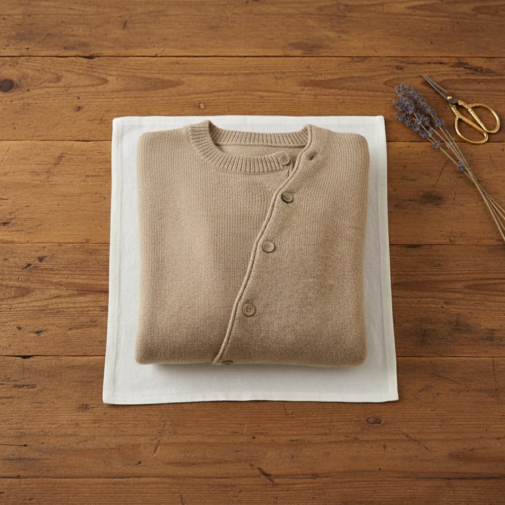 Cashmere Cardigan with Diagonal Button Closure