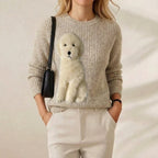 Cotton Sweater Cream with White Poodle