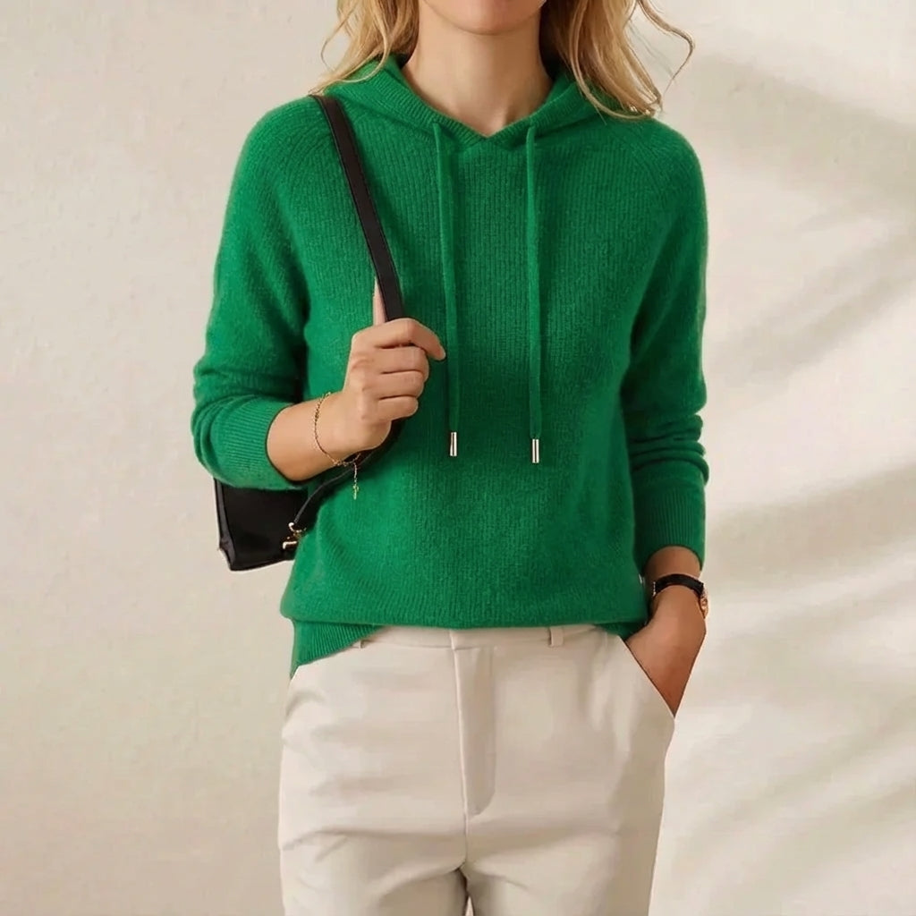 Cashmere Hoodie Sweater with Drawstring