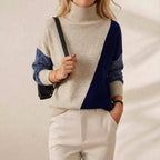 Cotton Two-Tone Sweater Beige-Navy