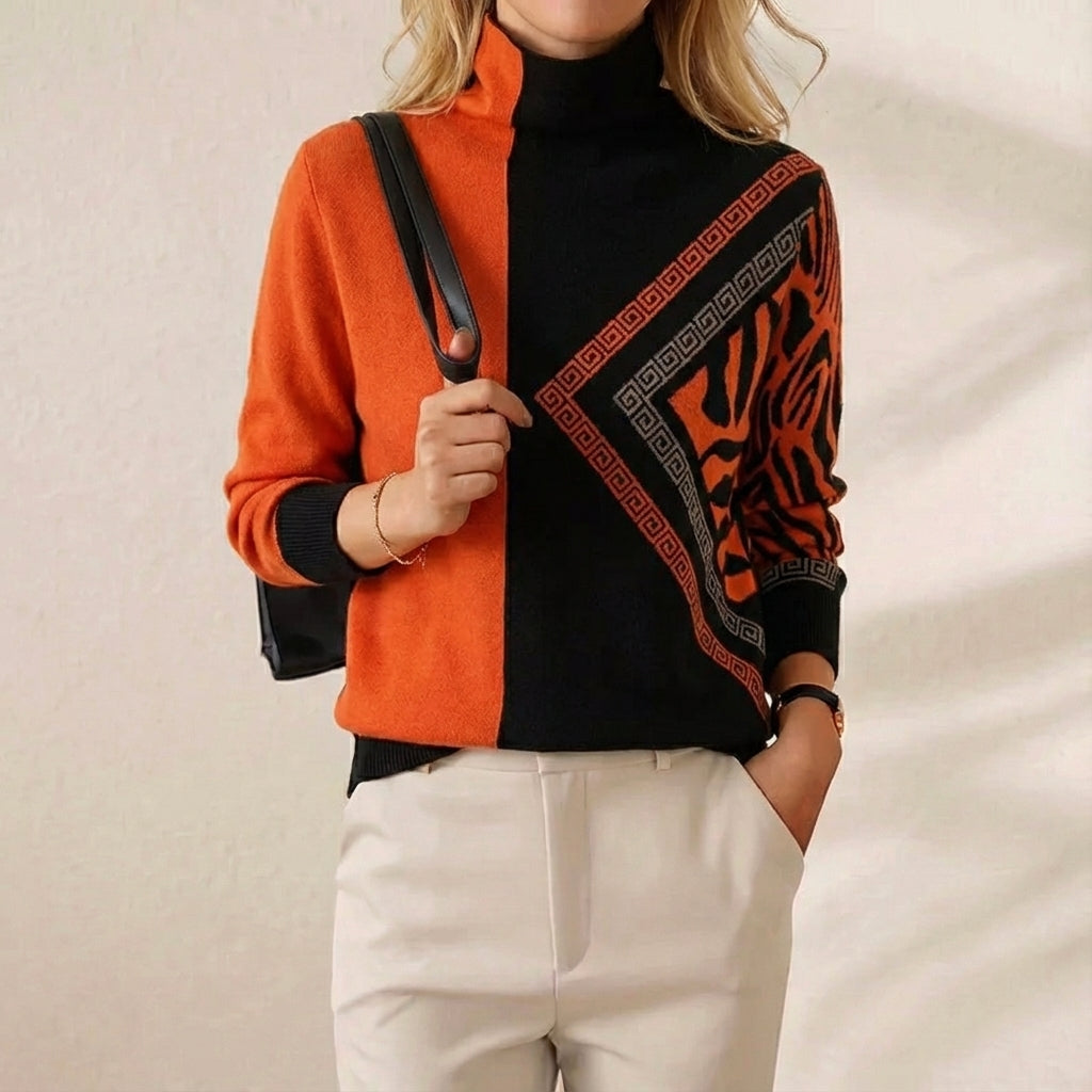 Cotton Sweater Orange with Graphic Details