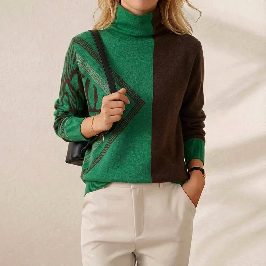 Cashmere Sweater Orange with Graphic Details