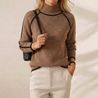 Cashmere  Sweater Mocha with Black Accents
