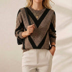 Cotton Sweater with Chevron V-Pattern