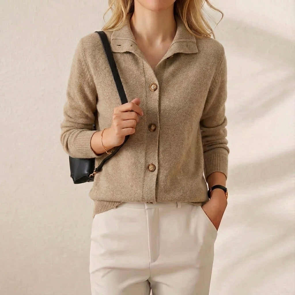 Cashmere Button Vest with Collar