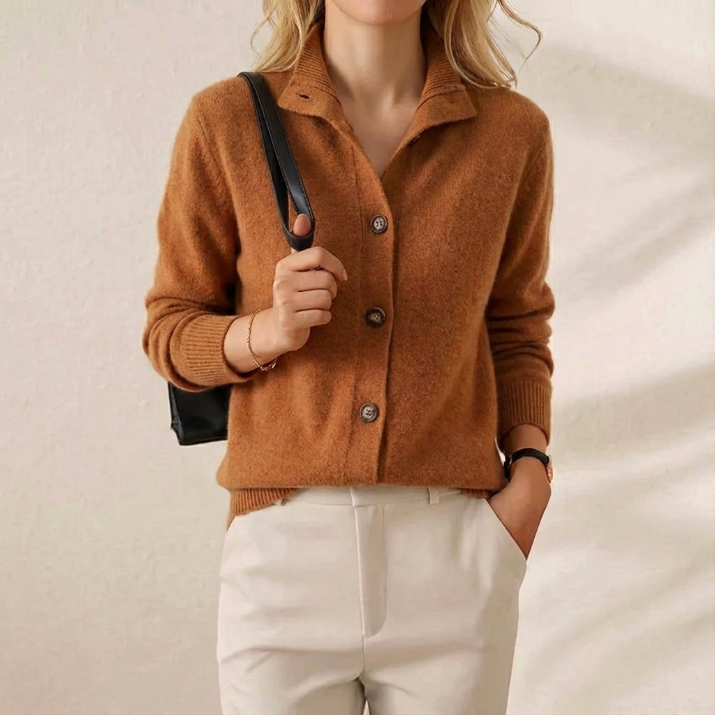 Cashmere Button Vest with Collar