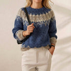 Cotton Sweater with Nordic Pattern