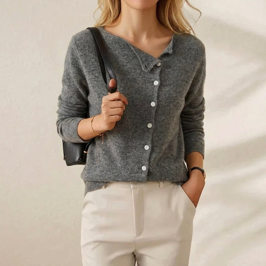 Cashmere Button Cardigan Gray