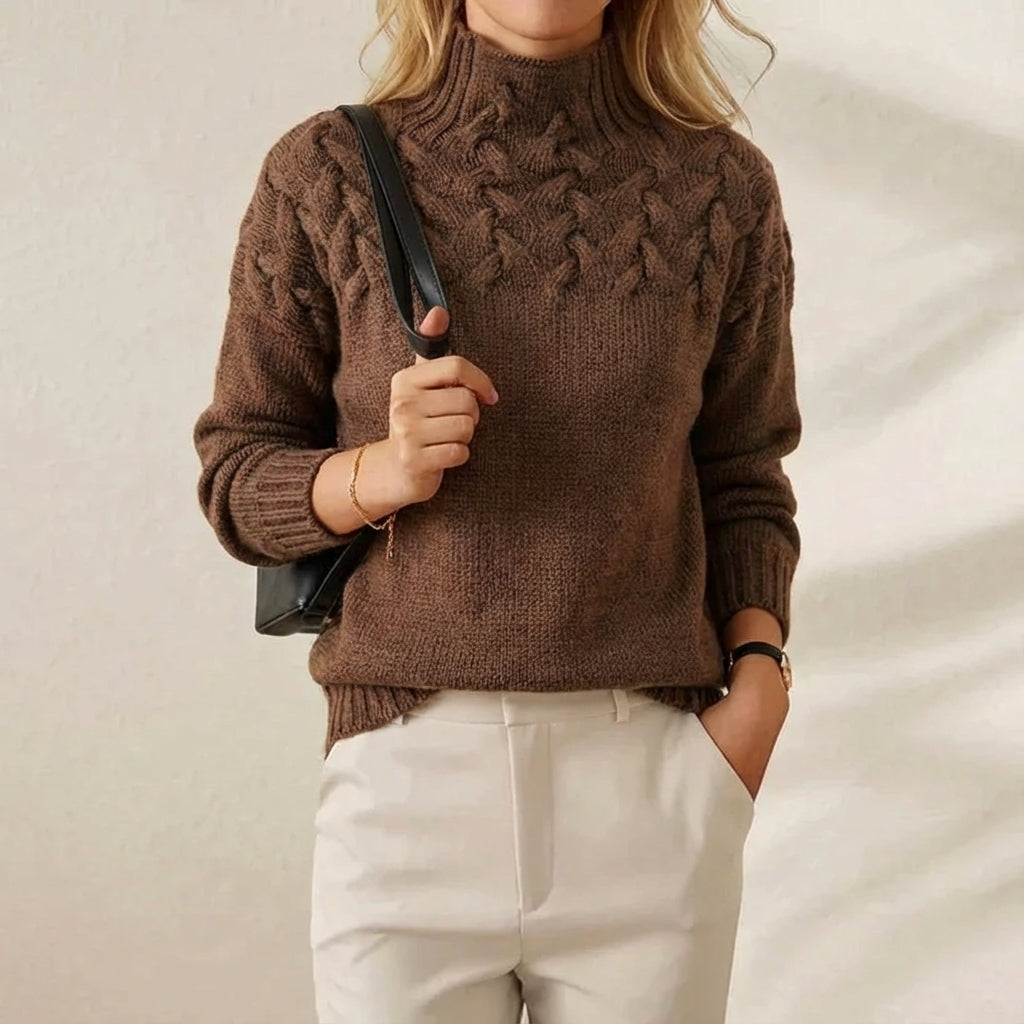 Cotton Cable Knit Turtleneck
