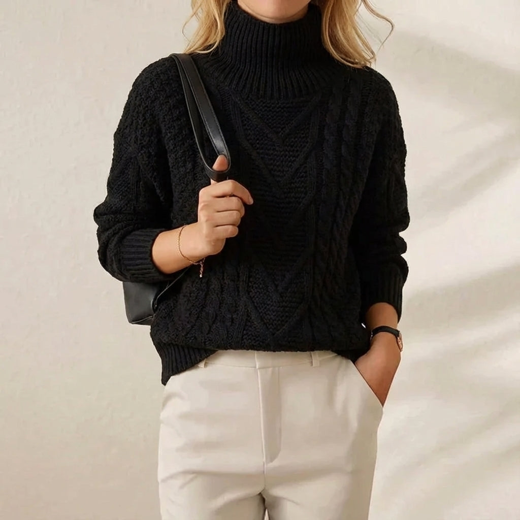Cotton Cable Knit Turtleneck