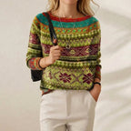 Cotton Sweater Dark with Tribal Band Pattern