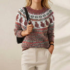 Cashmere Sweater with Cats Nordic Pattern