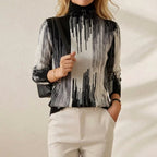 Cashmere Turtleneck with Abstract Marble Pattern