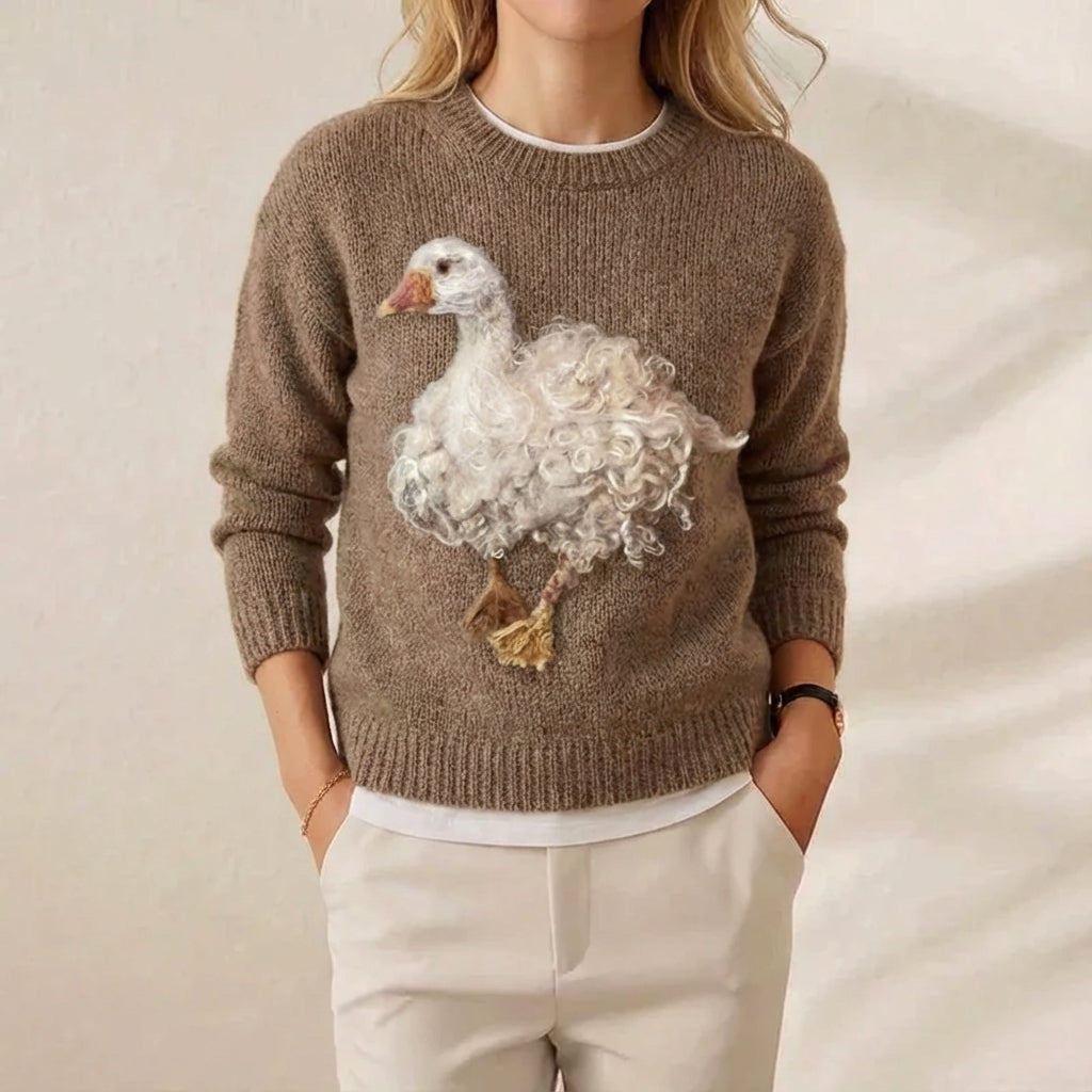 Cashmere Sweater Brown with Goose
