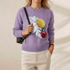 Cashmere Sweater Purple with Daisy & Ladybug