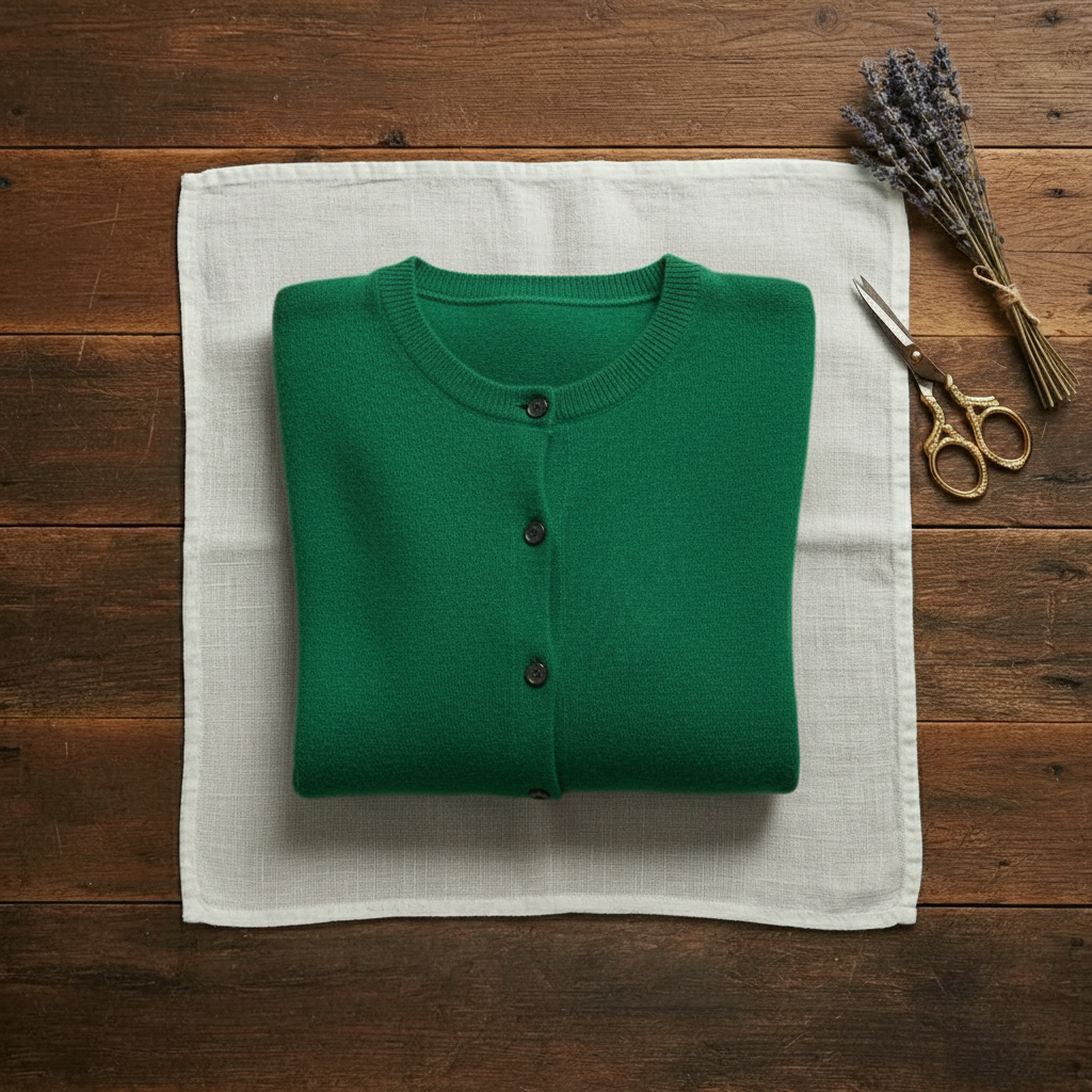 Cashmere Crew Neck Button Cardigan