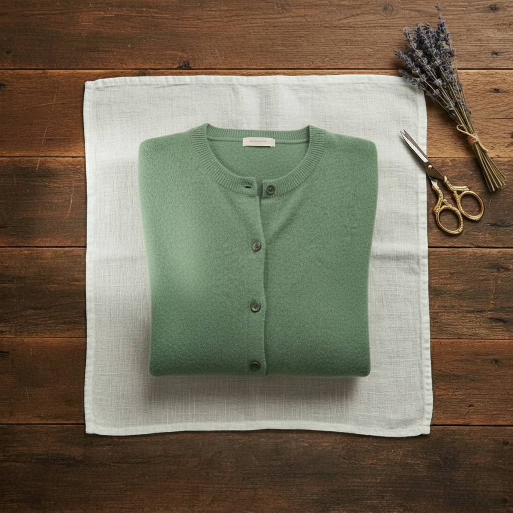 Cashmere Crew Neck Button Cardigan