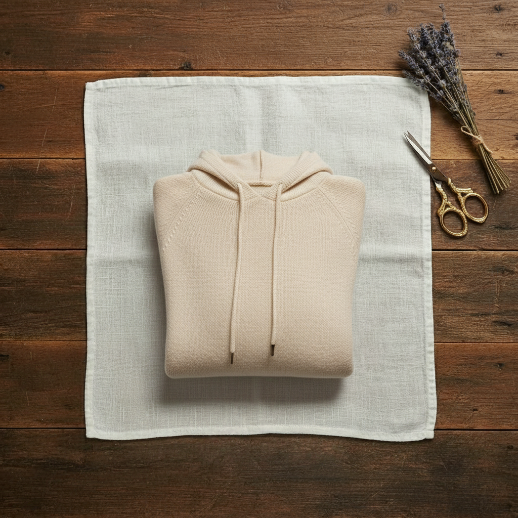 Cashmere Hoodie Sweater with Drawstring