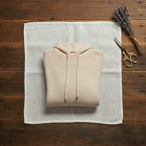 Cashmere Hoodie Sweater with Drawstring