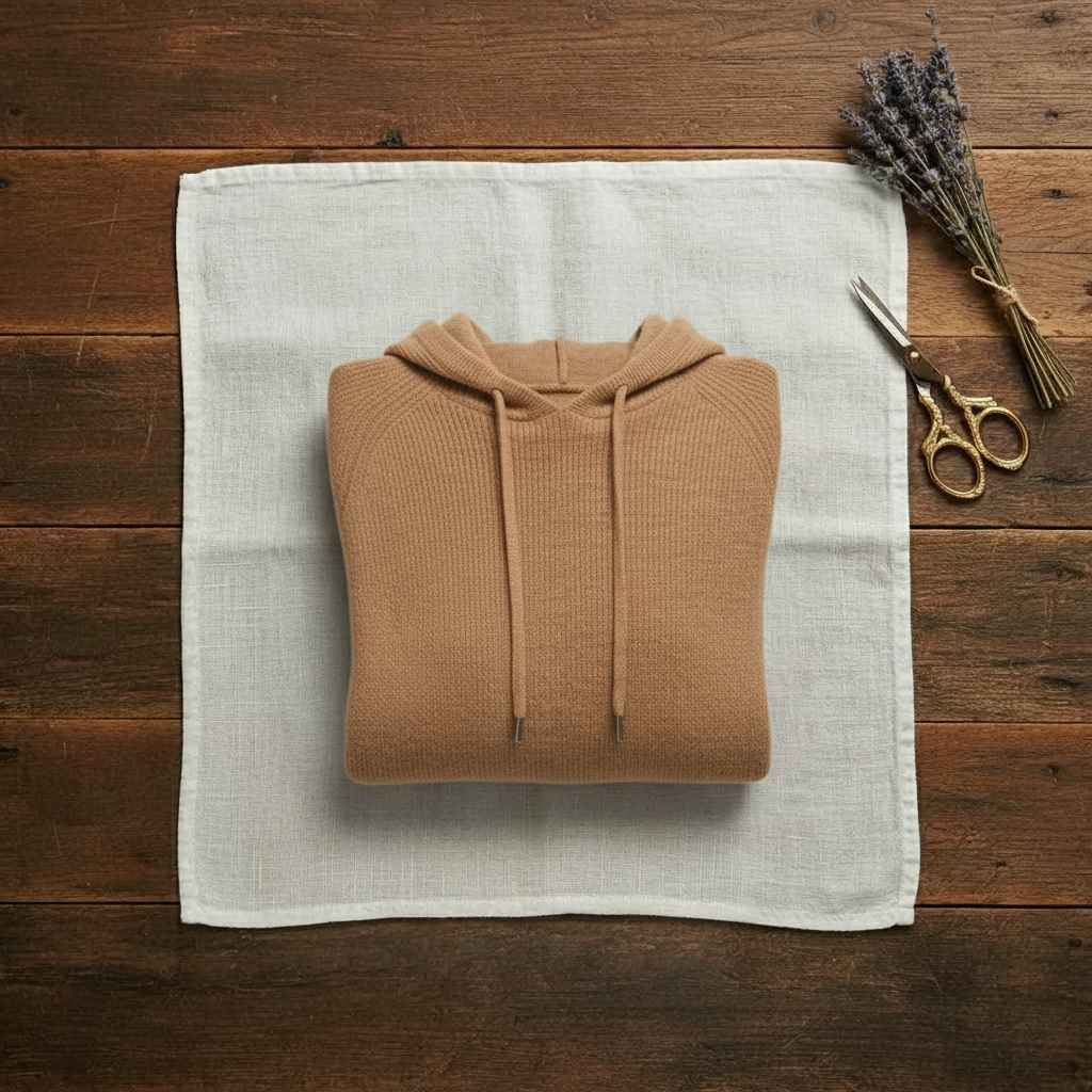 Cashmere Hoodie Sweater with Drawstring
