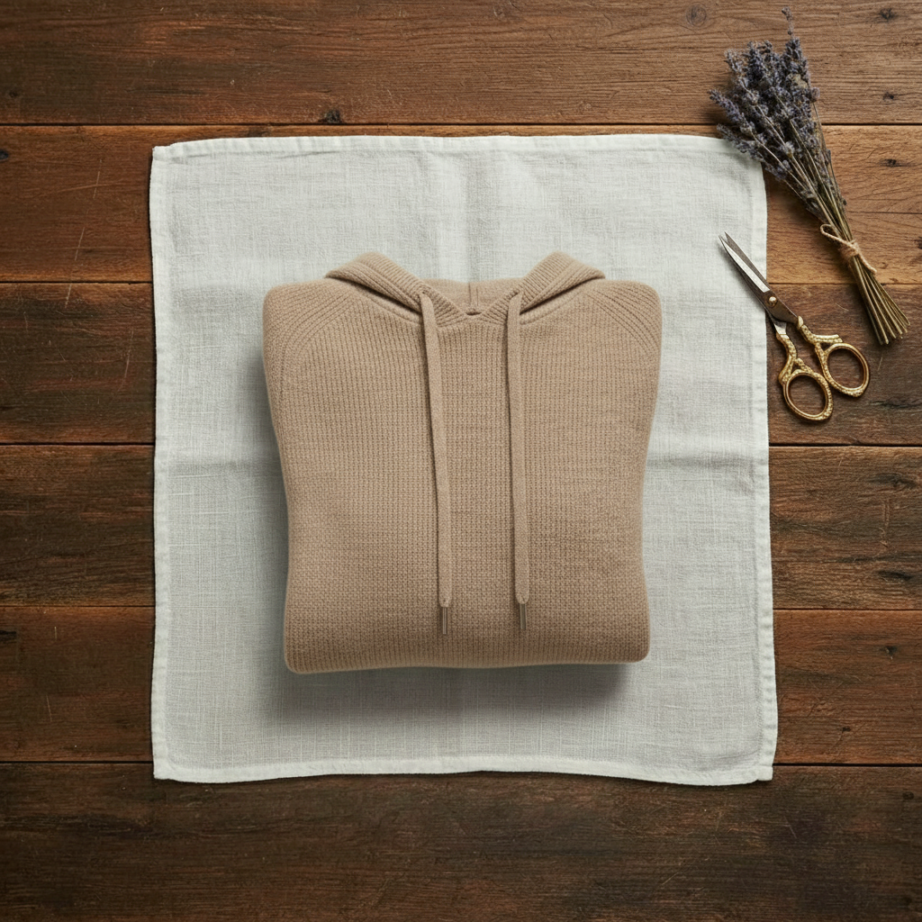 Cashmere Hoodie Sweater with Drawstring