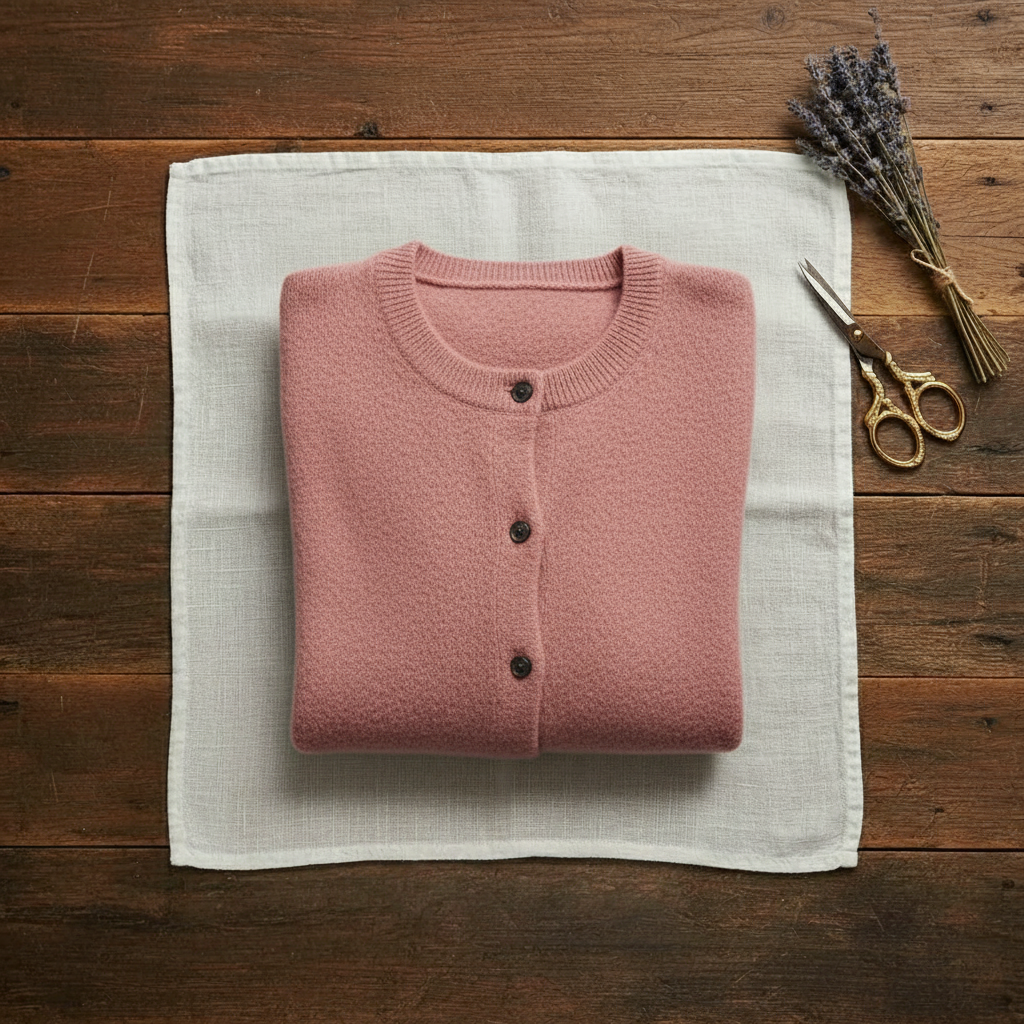 Cashmere Crew Neck Button Cardigan