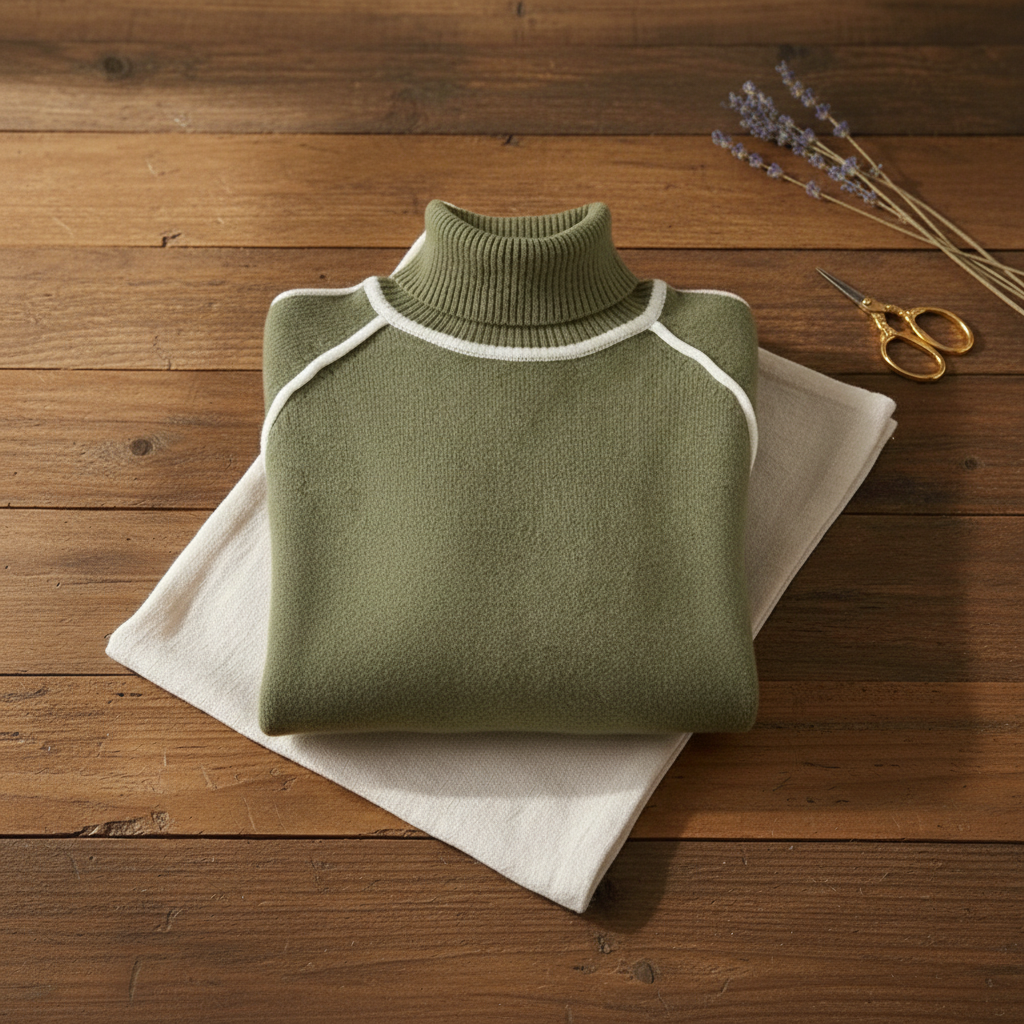 Cashmere Turtleneck Sweater with Stripes