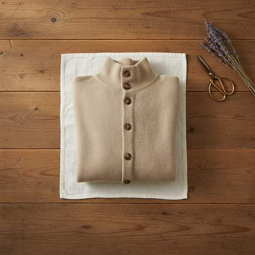 Cashmere Button Cardigan in Taupe
