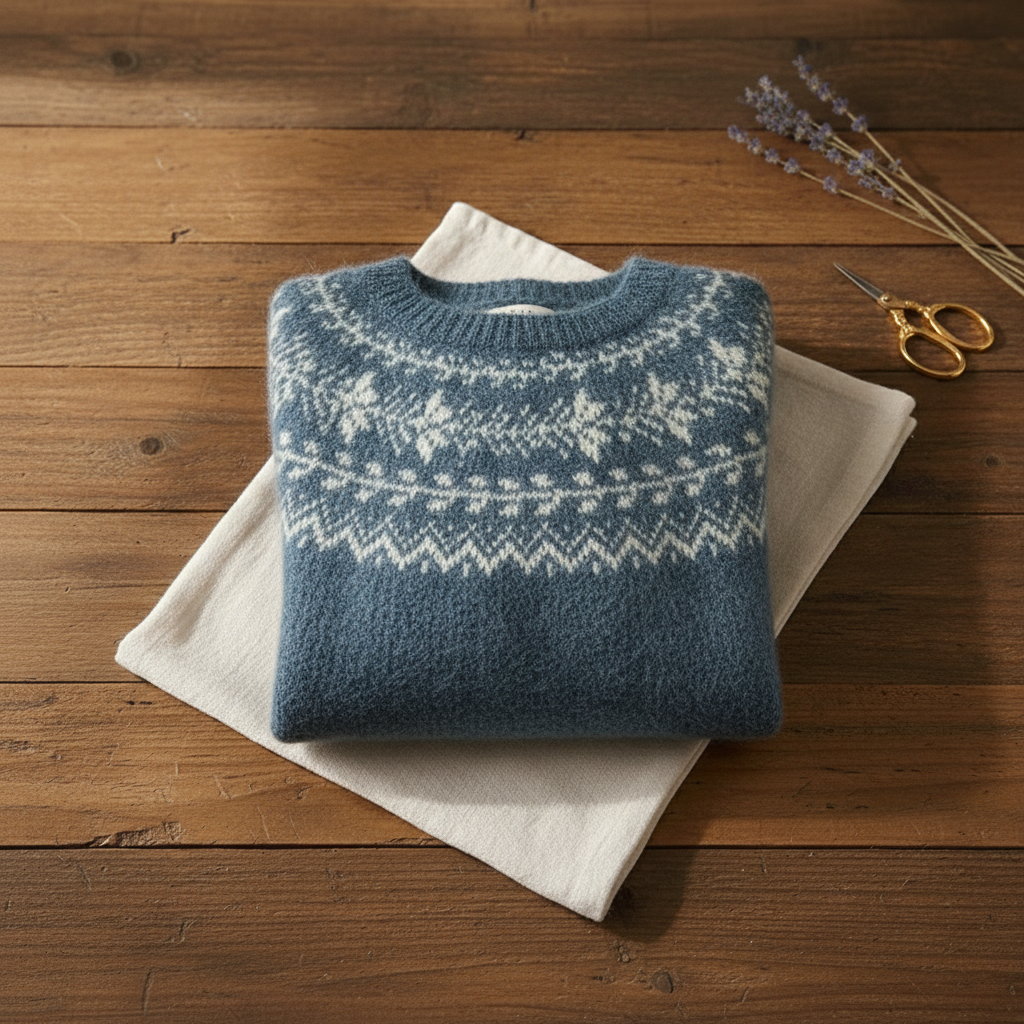 Cashmere Sweater with Gradient Ombre Blue Nordic