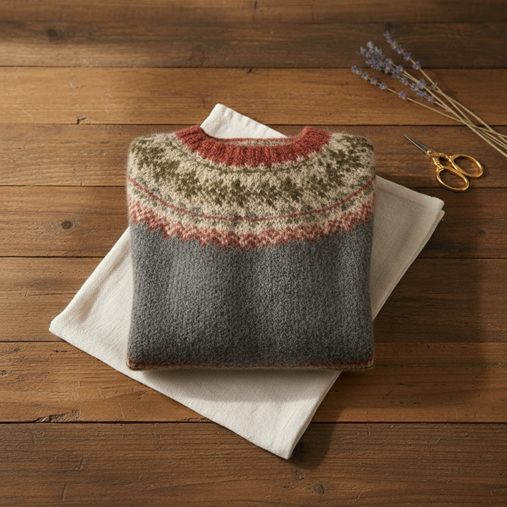 Cashmere Sweater with Mountain Patterns