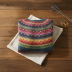 Cashmere Sweater with Rainbow Fair Isle Stripes