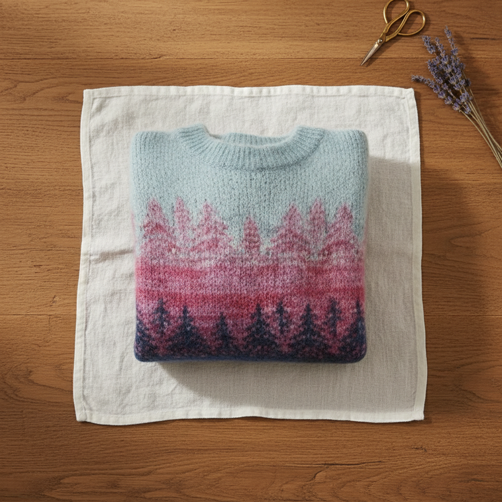 Cashmere Sweater with Gradient Ombre Pink-Purple