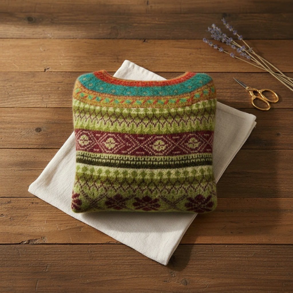 Cashmere Sweater Dark with Tribal Band Pattern