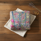 Cotton Sweater with Abstract Pattern Pink-Turquoise