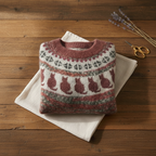 Cashmere Sweater with Cats Nordic Pattern