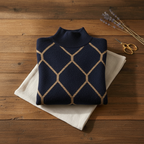 Cashmere Sweater with Diamond Chain Pattern