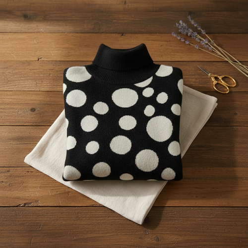 Cashmere Sweater Black with Bubbles